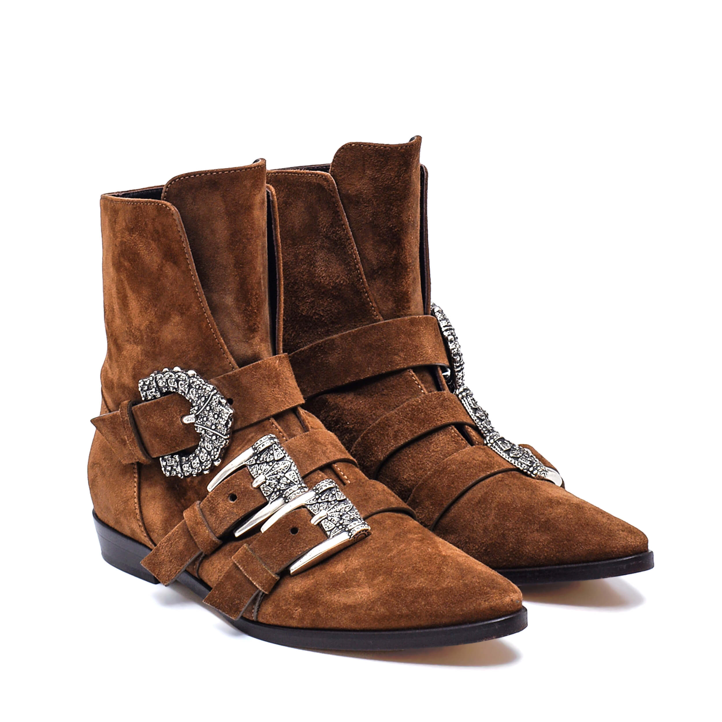 Etro - NEW Brown Suede Decorative side/Buckle Ankle Boots / 38